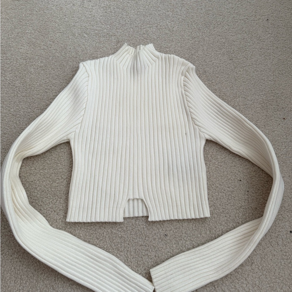 Edikted White Cowl Neck Sweater with Exaggerated Sleeves
